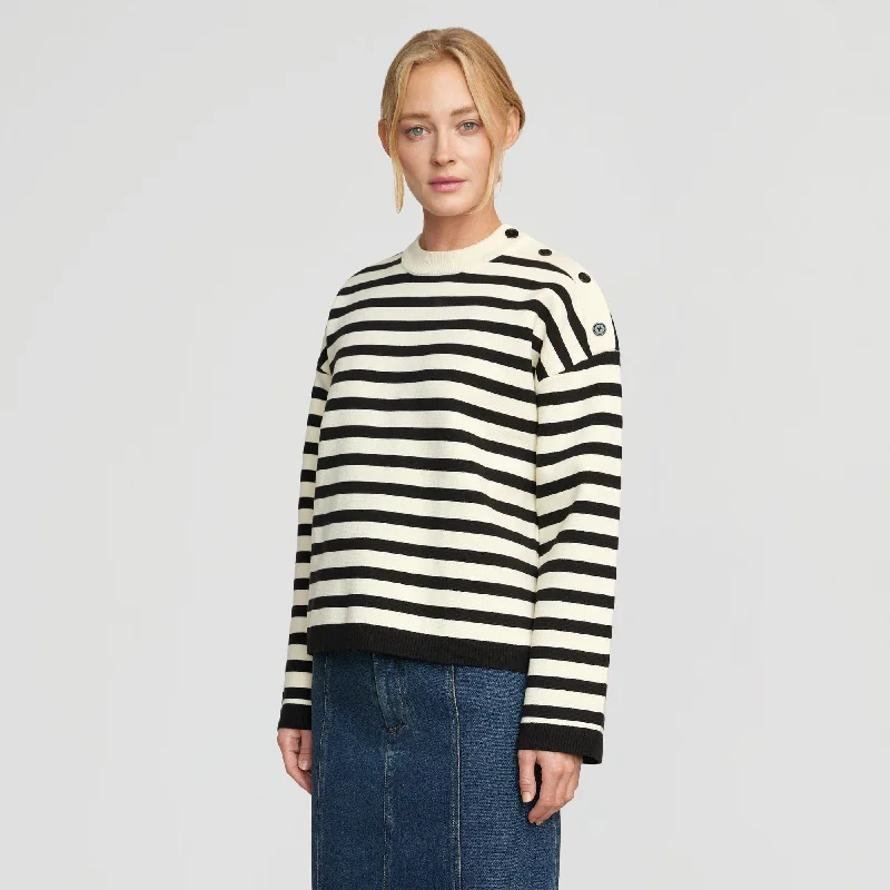 Alexa Striped Button Placket Sweater