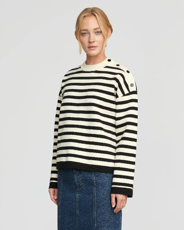 Alexa Striped Button Placket Sweater