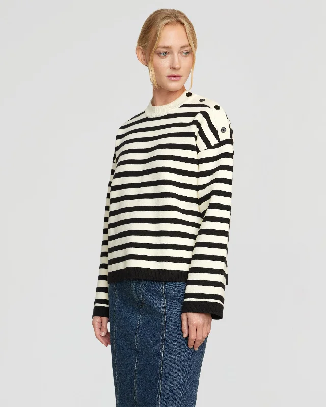 Alexa Striped Button Placket Sweater