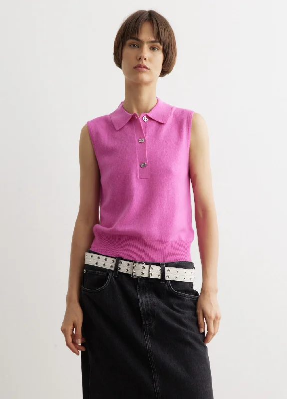 Cashmere Mix Sleeveless Polo