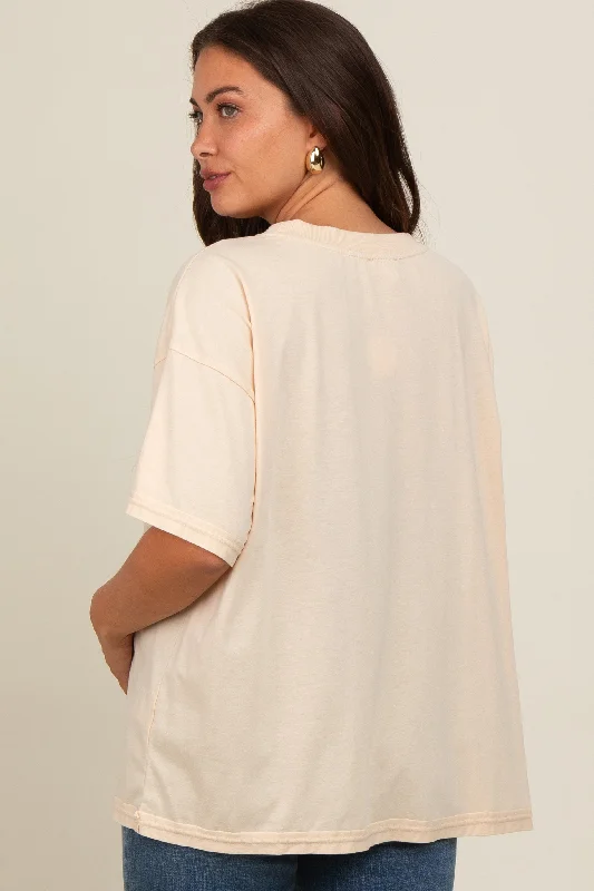 Cream Vintage Wash Oversized Maternity Tee