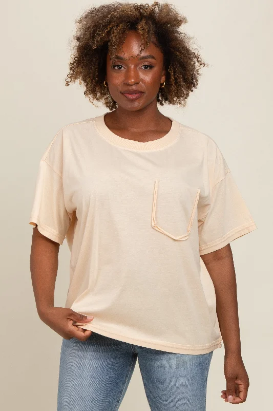 Cream Vintage Wash Oversized Maternity Tee