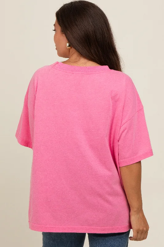 Fuchsia Vintage Wash Oversized Maternity Tee