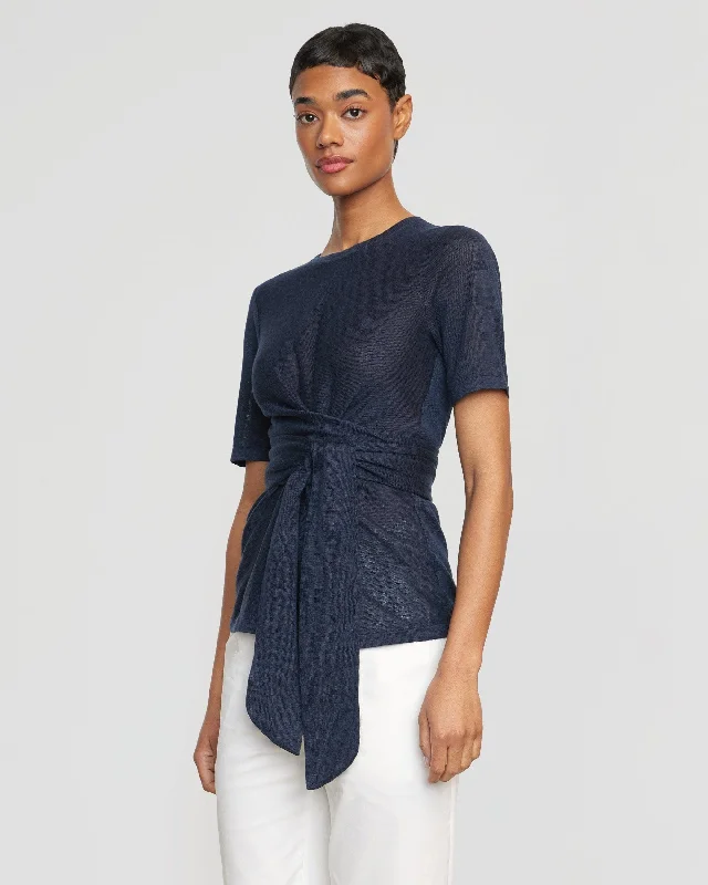 Lark Tie-Front Linen Sweater