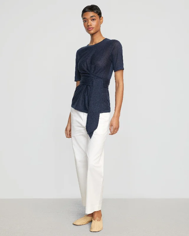 Lark Tie-Front Linen Sweater