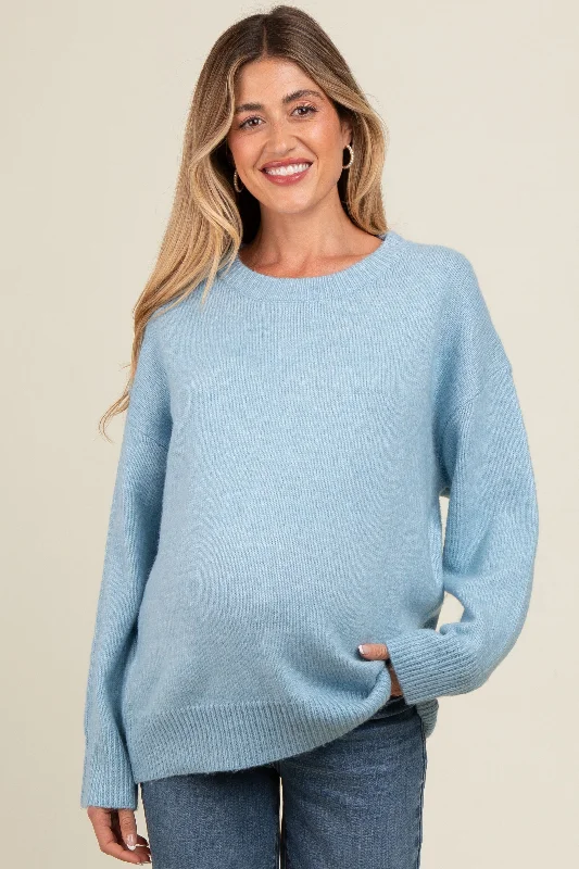 Light Blue Basic Maternity Sweater