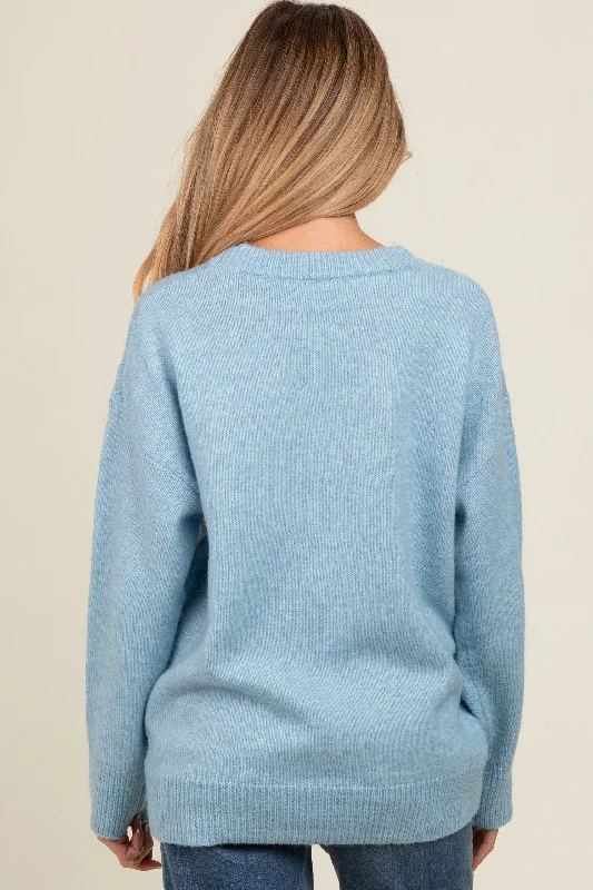 Light Blue Basic Maternity Sweater