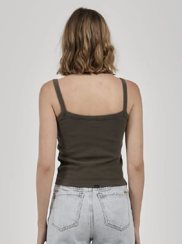 Minimal Thrills Rib Singlet - Canteen