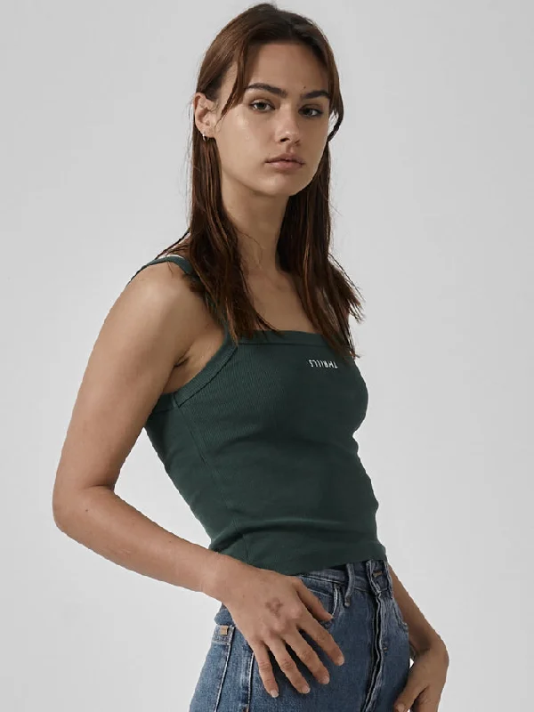 Minimal Thrills Rib Singlet - Mallard Green