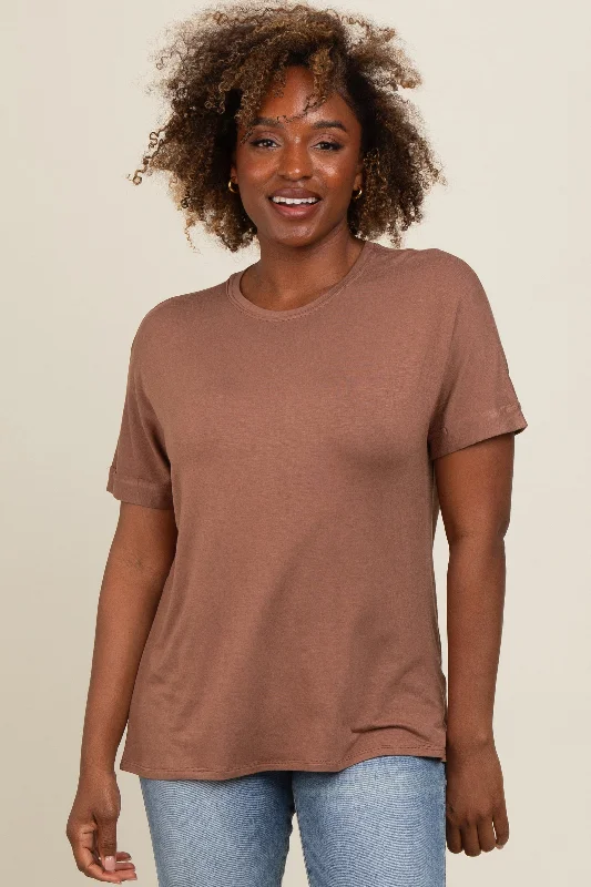 Mocha Relaxed Fit Maternity T-Shirt