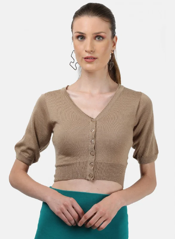 Women Beige Solid Blouse