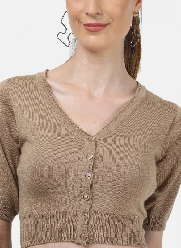 Women Beige Solid Blouse