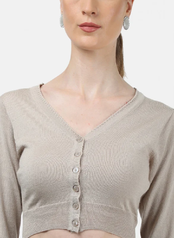 Women Beige Solid Blouse