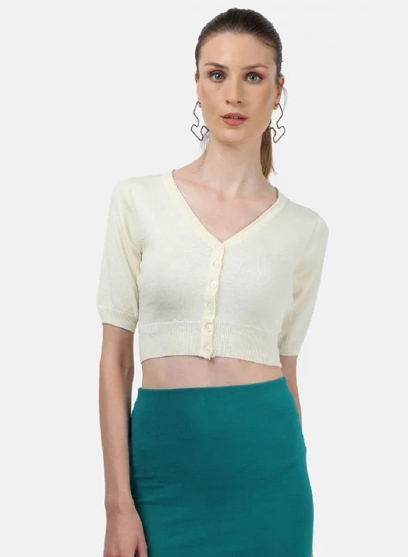 Women Cream Solid Blouse