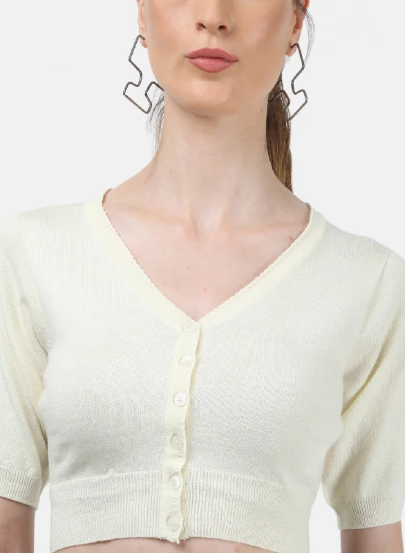 Women Cream Solid Blouse