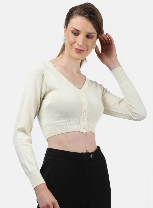 Women Cream Solid Blouse