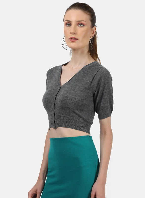 Women Grey Solid Blouse