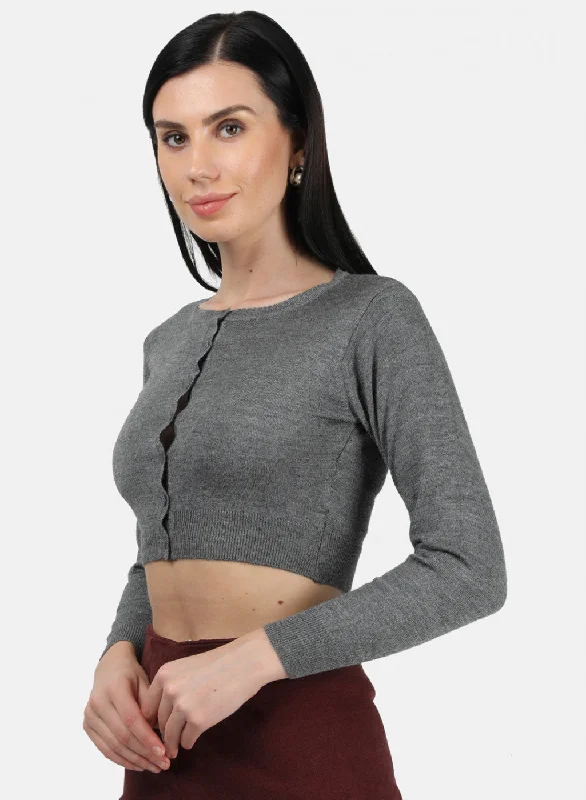 Women Grey Solid Blouse