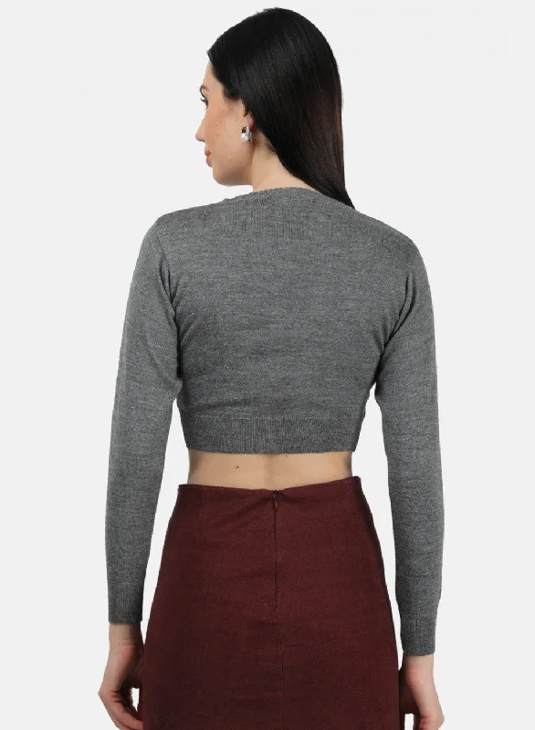 Women Grey Solid Blouse