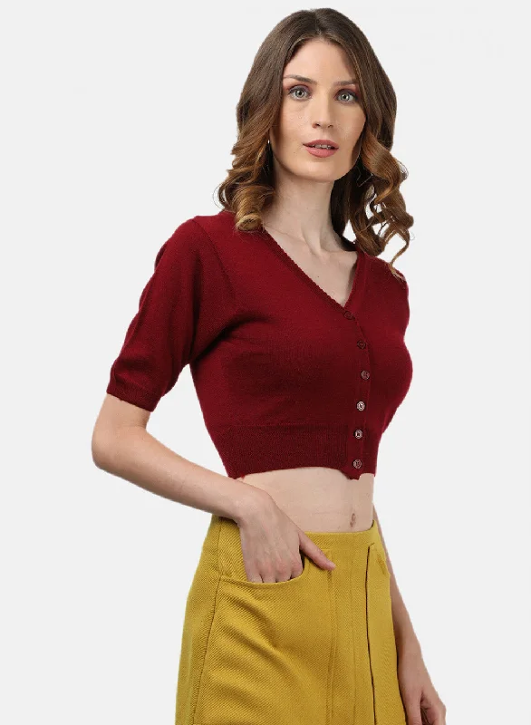 Women Maroon Solid Blouse