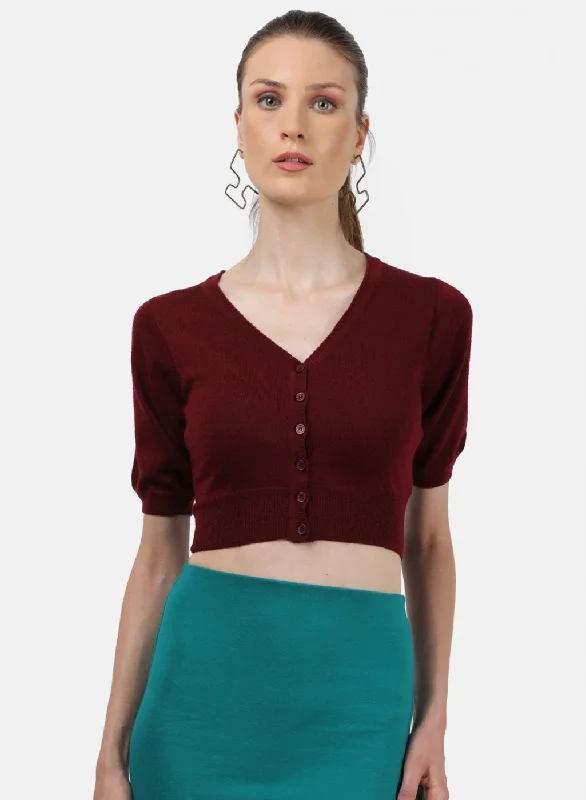 Women Maroon Solid Blouse