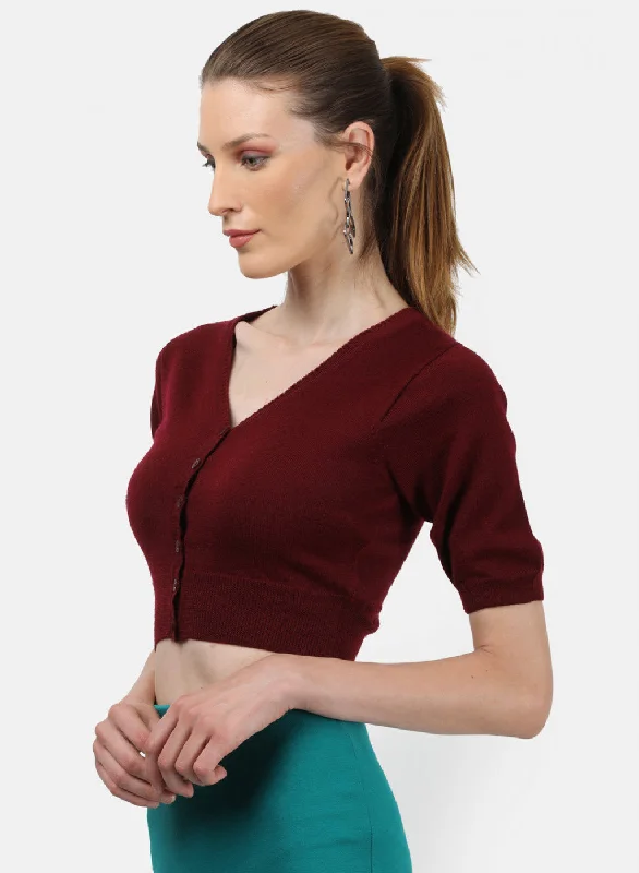 Women Maroon Solid Blouse