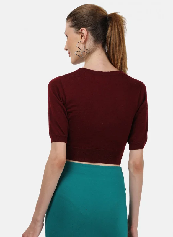 Women Maroon Solid Blouse