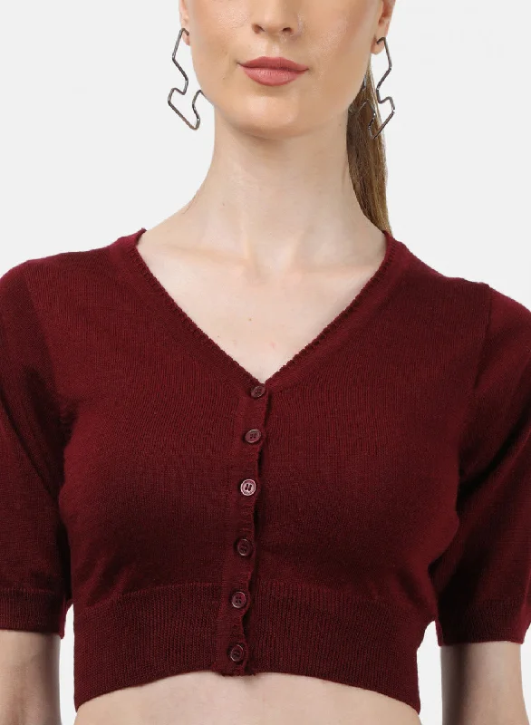 Women Maroon Solid Blouse