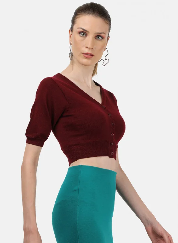 Women Maroon Solid Blouse