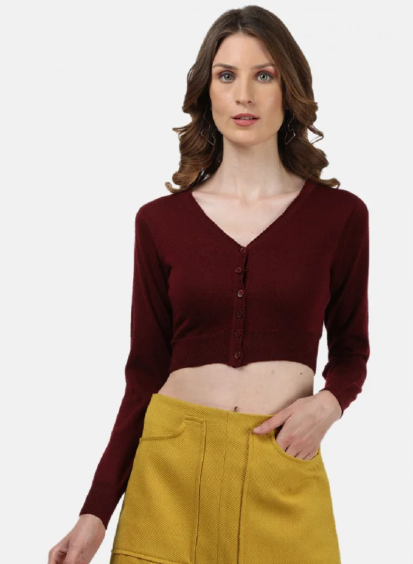 Women Maroon Solid Blouse