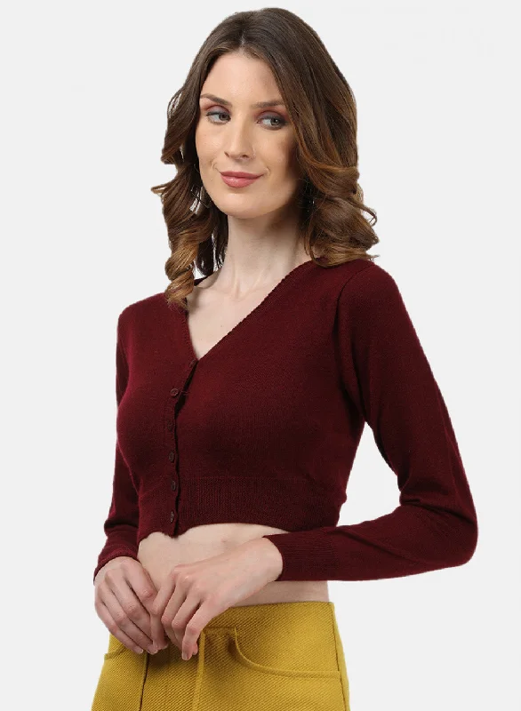 Women Maroon Solid Blouse