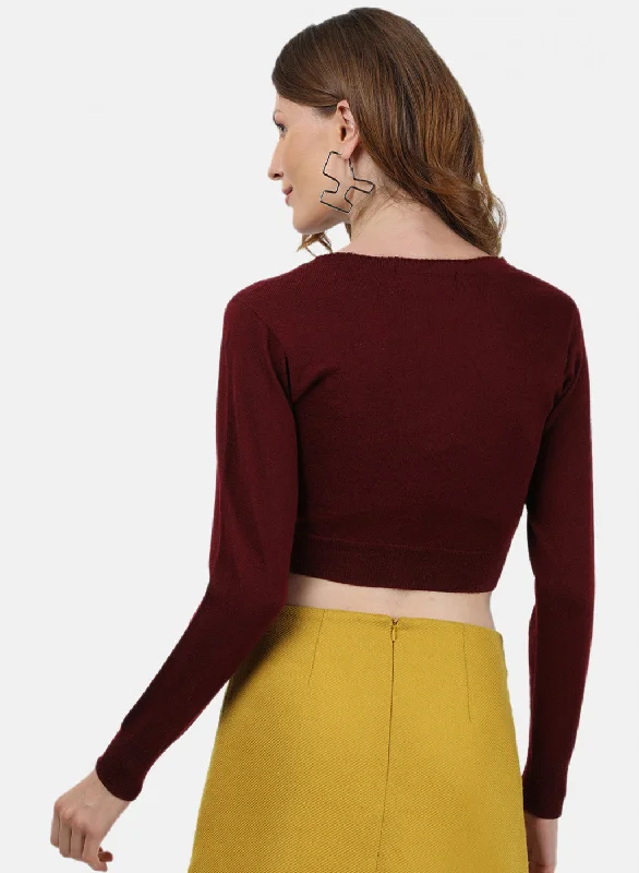 Women Maroon Solid Blouse