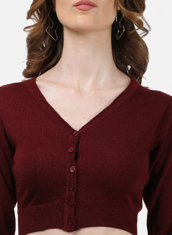 Women Maroon Solid Blouse