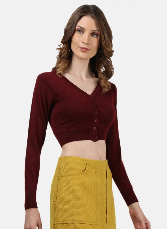 Women Maroon Solid Blouse