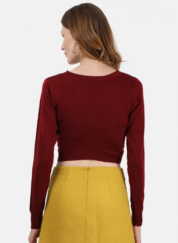 Women Maroon Solid Blouse