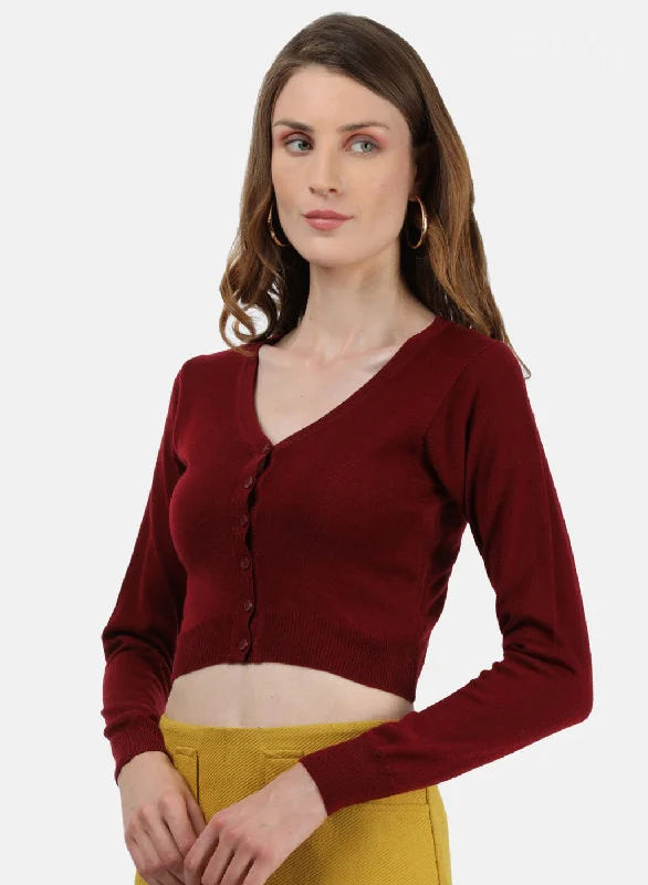 Women Maroon Solid Blouse