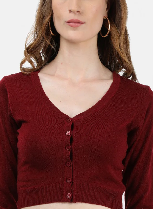 Women Maroon Solid Blouse