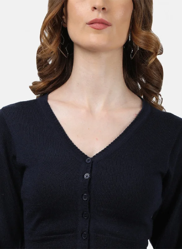 Women NAvy Blue Solid Blouse