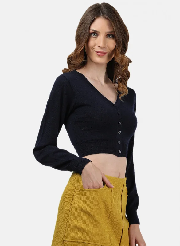 Women NAvy Blue Solid Blouse