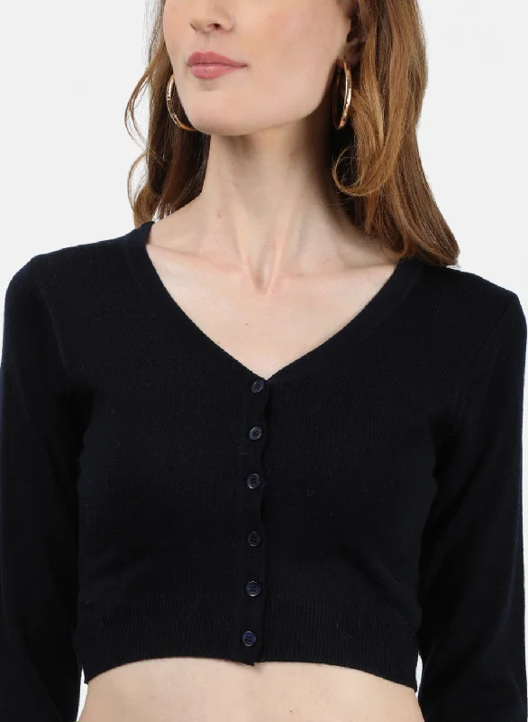 Women NAvy Blue Solid Blouse