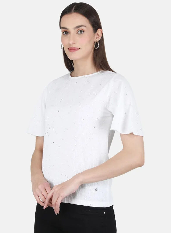 Women White Printed Top