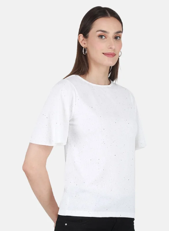 Women White Printed Top