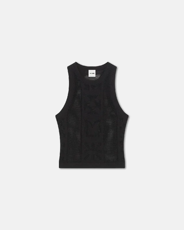 Jeren - Paper Crochet Tank Top - Black