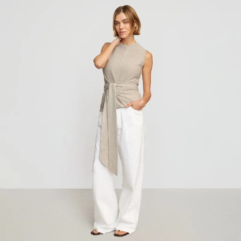 Rois Tie-Front Linen-Cotton Top