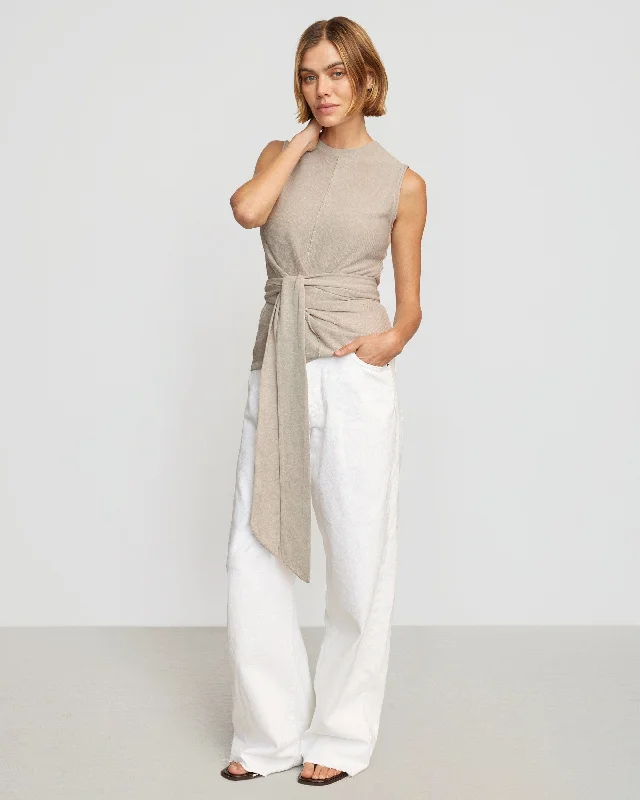 Rois Tie-Front Linen-Cotton Top