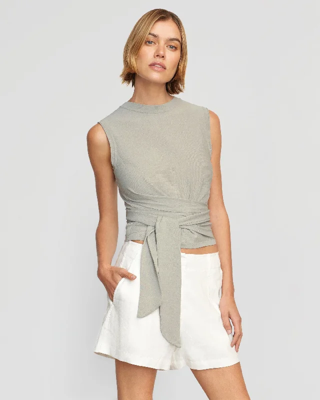 Rumi Cropped Sleeveless Wrap Top