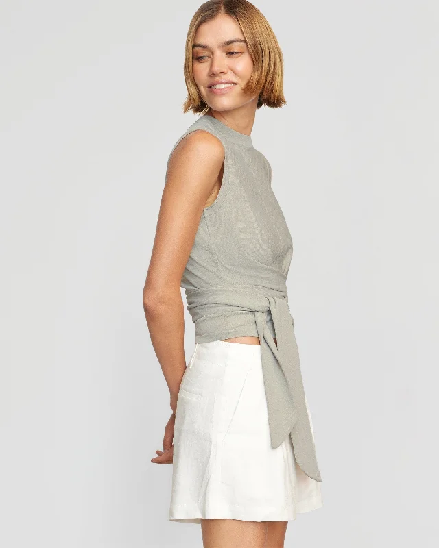 Rumi Cropped Sleeveless Wrap Top