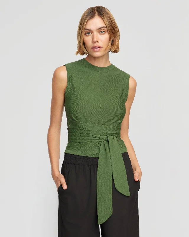 Rumi Cropped Sleeveless Wrap Top