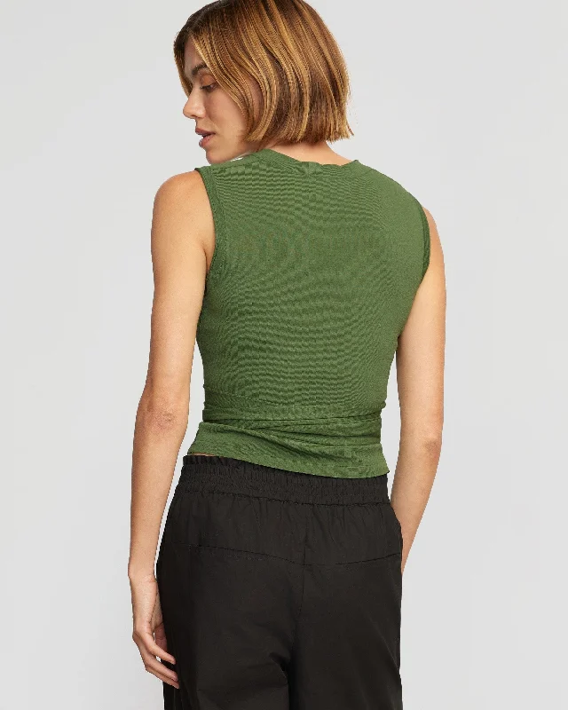 Rumi Cropped Sleeveless Wrap Top