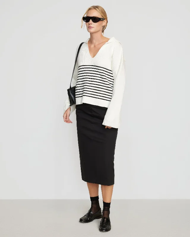 Saanvi Organic Cotton V-Neck Striped Sweater